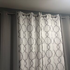Elegant Gray and White Patterned Curtains